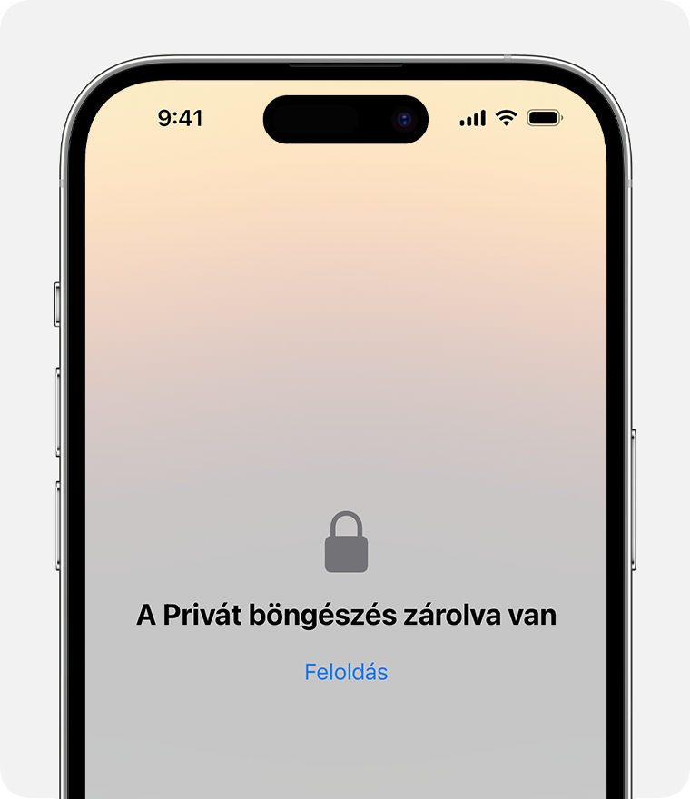 Egy zárolt privát ablak az iPhone Safari appjában.