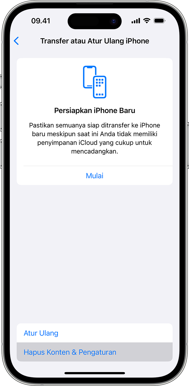 Di pengaturan iPhone, pilih Hapus Semua Konten dan Pengaturan untuk menghapus informasi pribadi Anda.