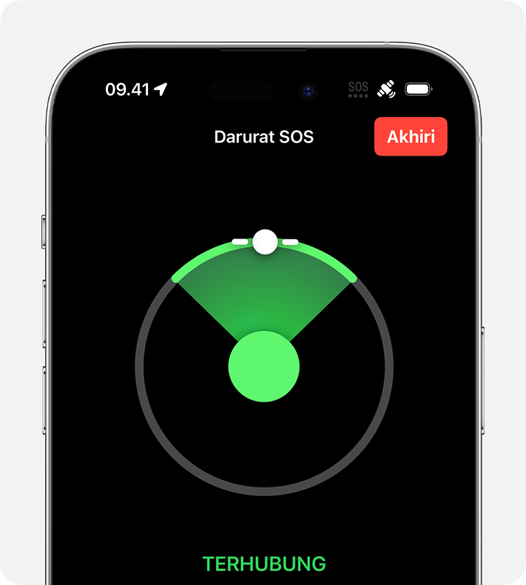 Petunjuk di layar membantu Anda tetap terhubung ke satelit.