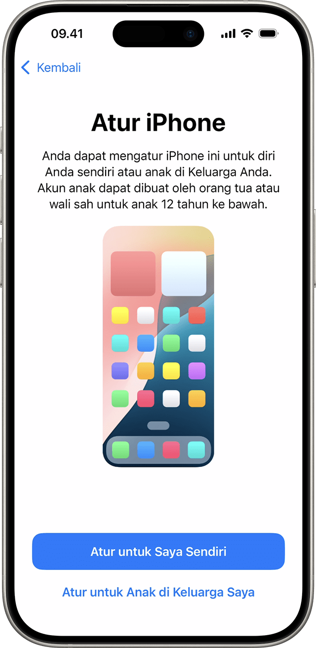 Selama proses pengaturan iPhone di iOS 18, Anda dapat memilih apakah ponsel baru tersebut akan digunakan oleh Anda atau anak di keluarga Anda.