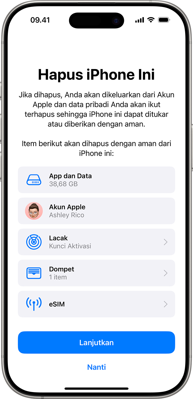 iPhone meminta Anda mengonfirmasi bahwa Anda ingin menghapus perangkat