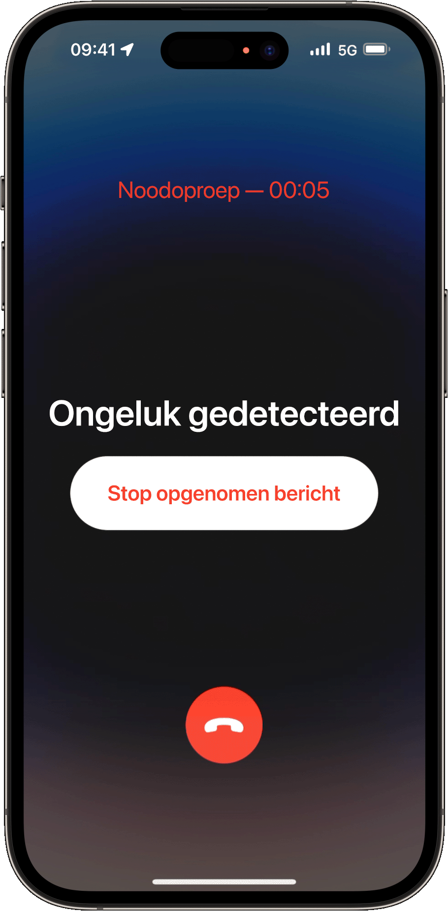 Als je niet kunt reageren, belt je iPhone de hulpdiensten en speelt je iPhone een opgenomen bericht af