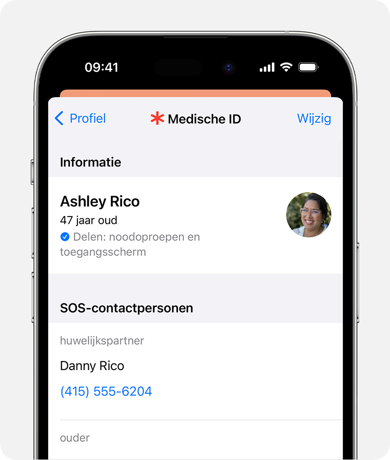 Configureer je medische ID om gezondheidsgegevens te delen met hulpverleners.