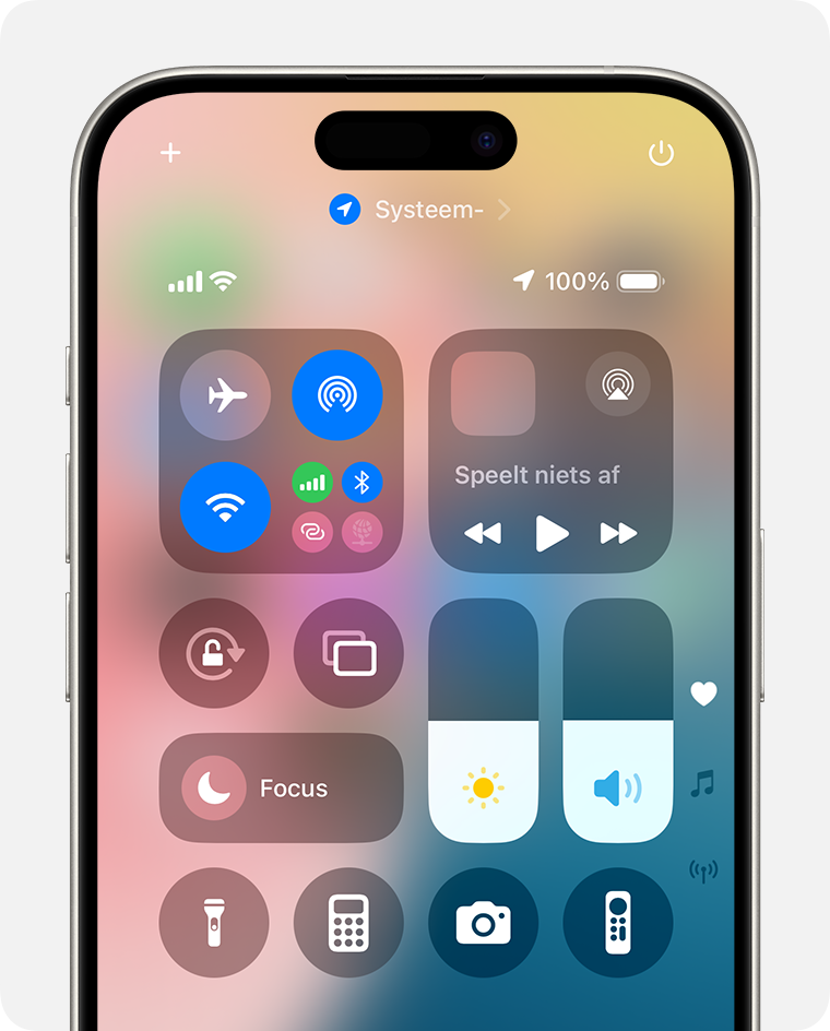 Bedieningspaneel in iOS 18