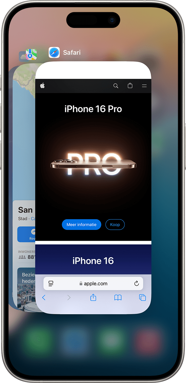 scherm met multitasking op de iPhone