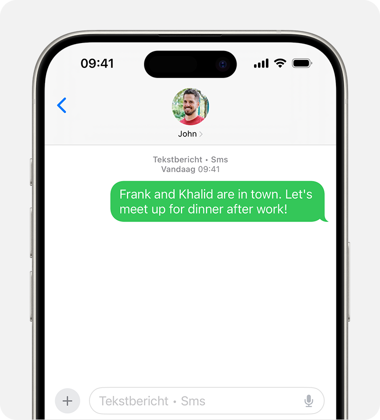 Groene ballonnen geven aan dat een bericht is verzonden als sms-bericht.