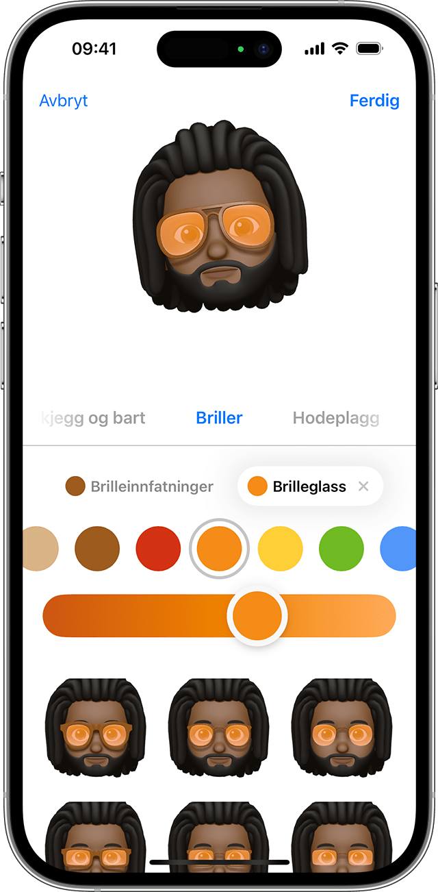 En iPhone som viser hvordan du lager en Memoji.