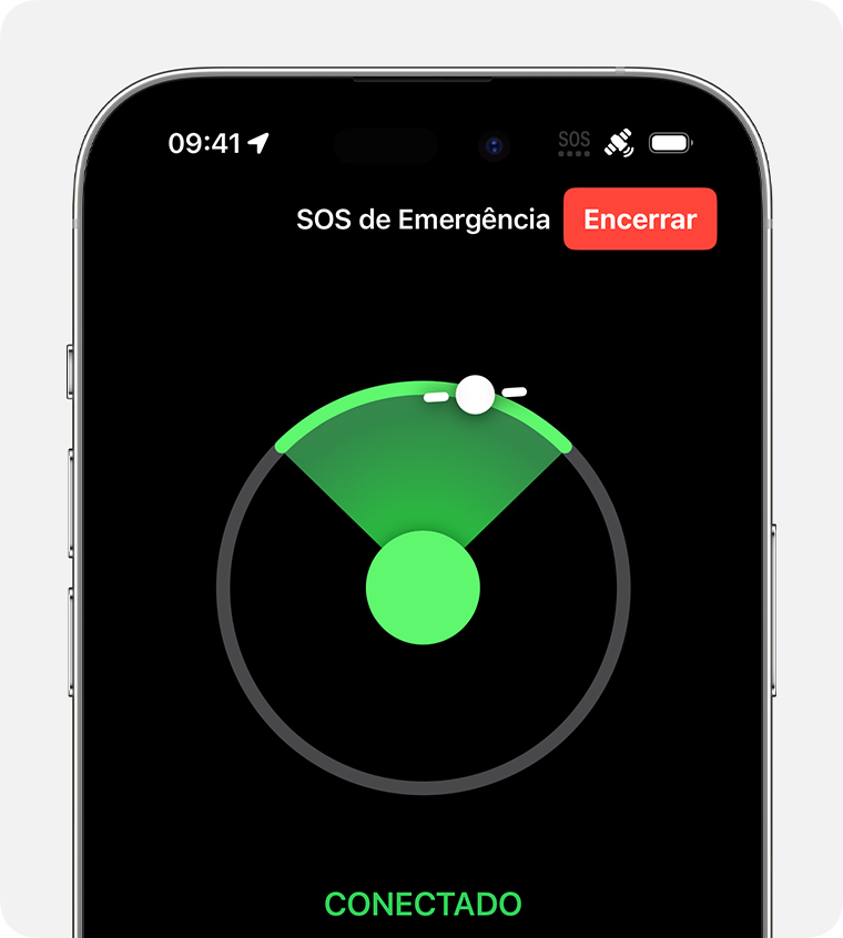 As instruções na tela ajudam você a manter a conexão com o satélite.