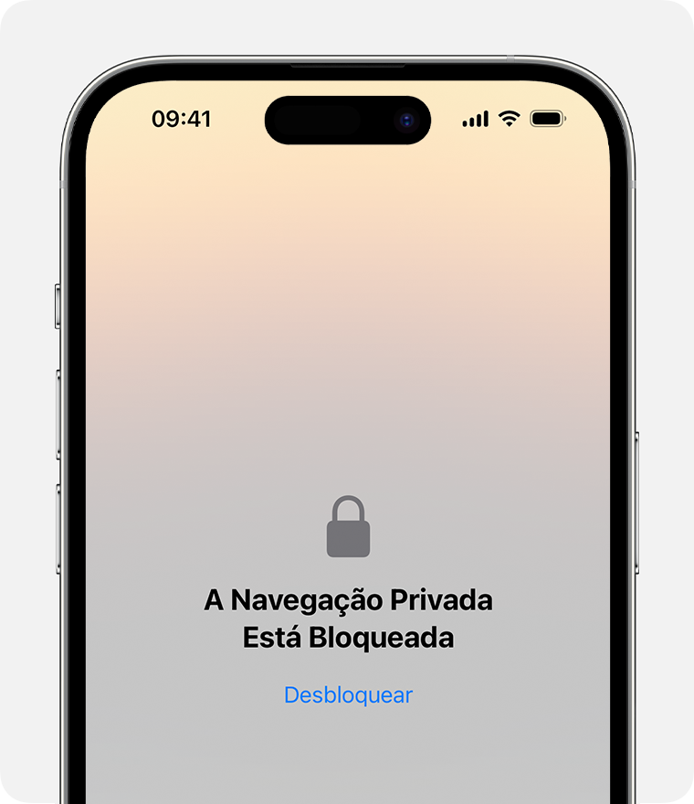 Uma janela privada bloqueada no Safari no iPhone.