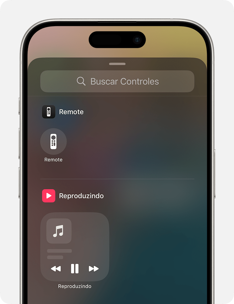 Painel Buscar Controles na Central de Controle do iOS 18