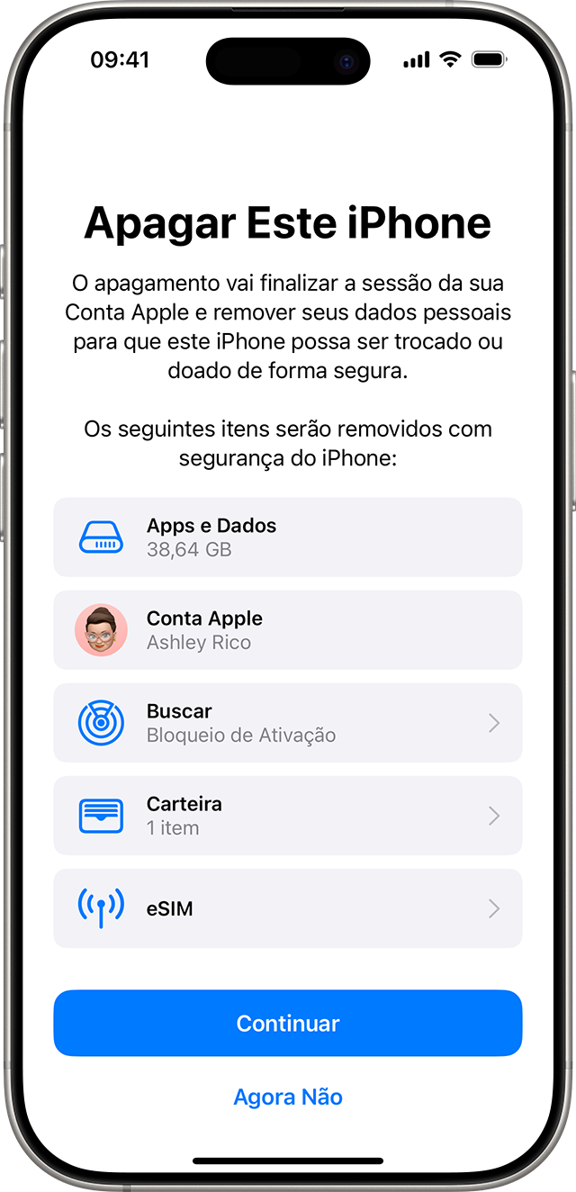 iPhone solicitando confirmação de que você deseja apagar o dispositivo