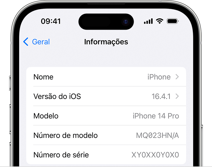 O ecrã Informações no iPhone.