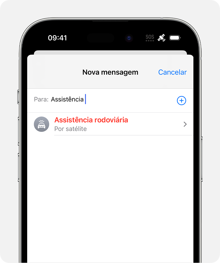Quando estiver fora da rede, pode enviar mensagens de texto para obter assistência rodoviária.