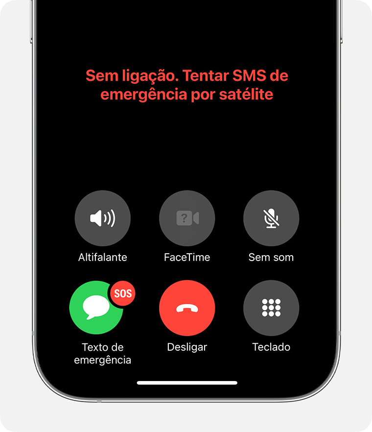 Se estiver fora da cobertura da rede móvel e Wi-Fi, pode enviar mensagens SMS aos serviços de emergência por satélite.