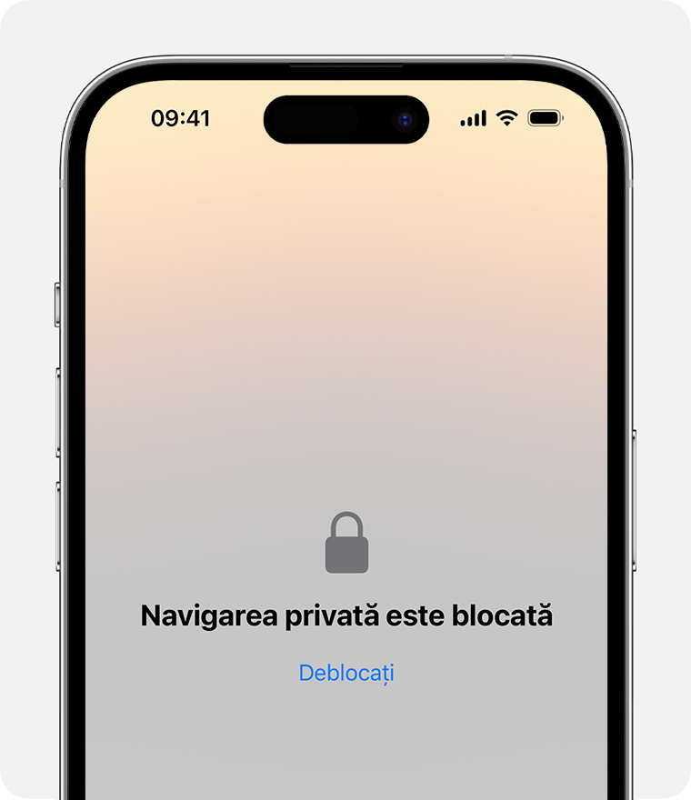 O fereastră privată blocată în Safari pe iPhone.