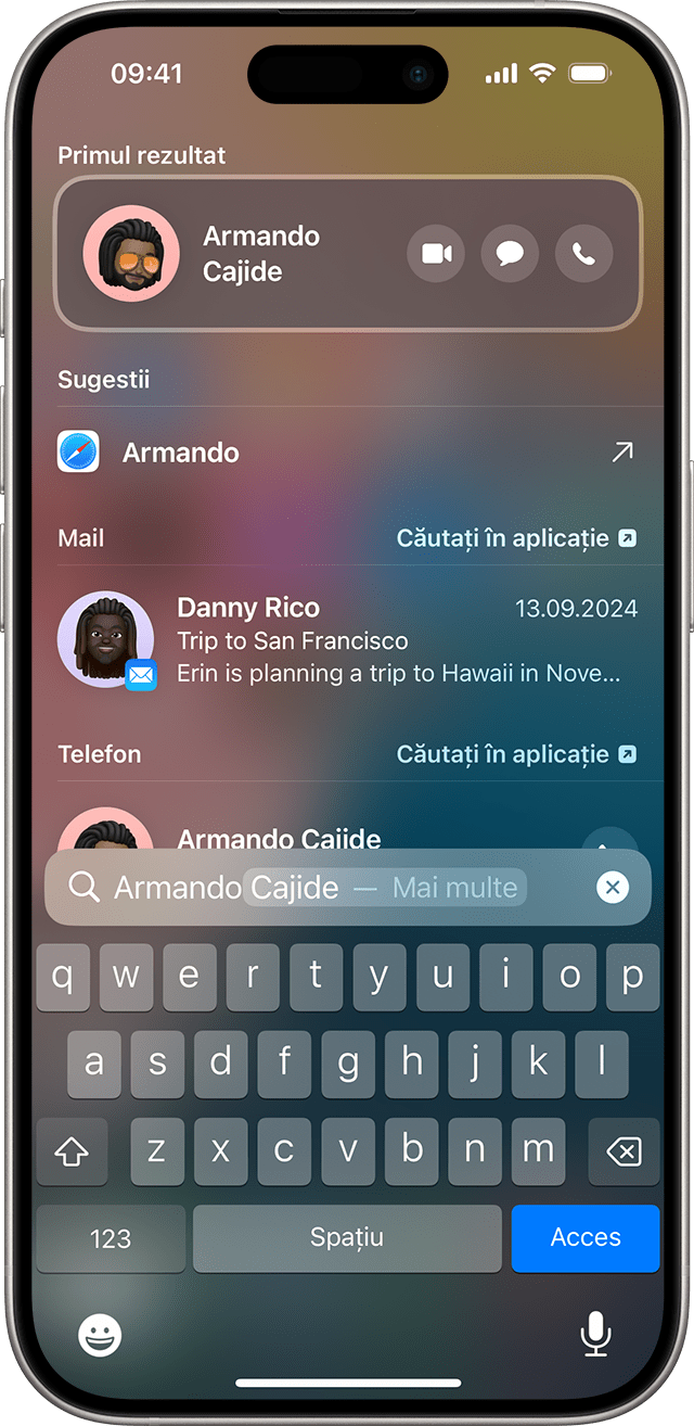 ecran care prezintă funcția de căutare pe iPhone