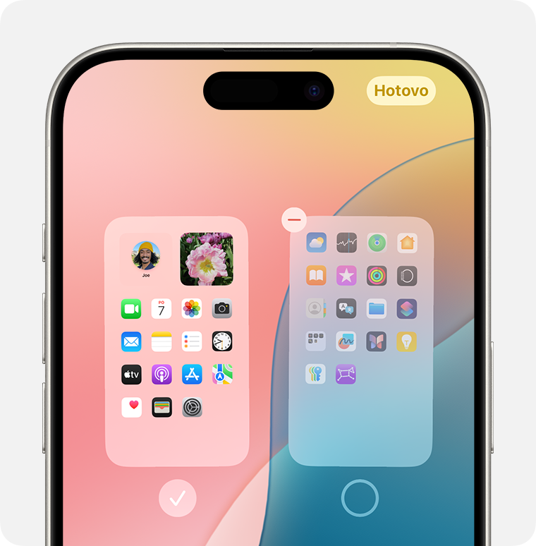 Stránky plochy iPhonu môžete skrývať aj odhaľovať.