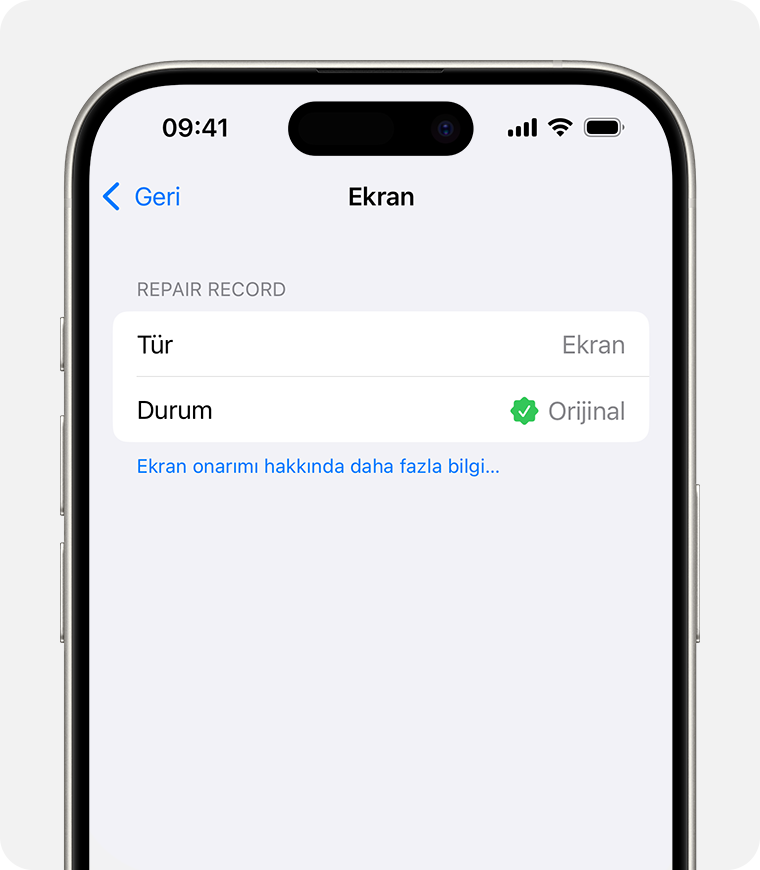 Ekran için Genuine (Orijinal) Apple Parçası bilgi ekranı