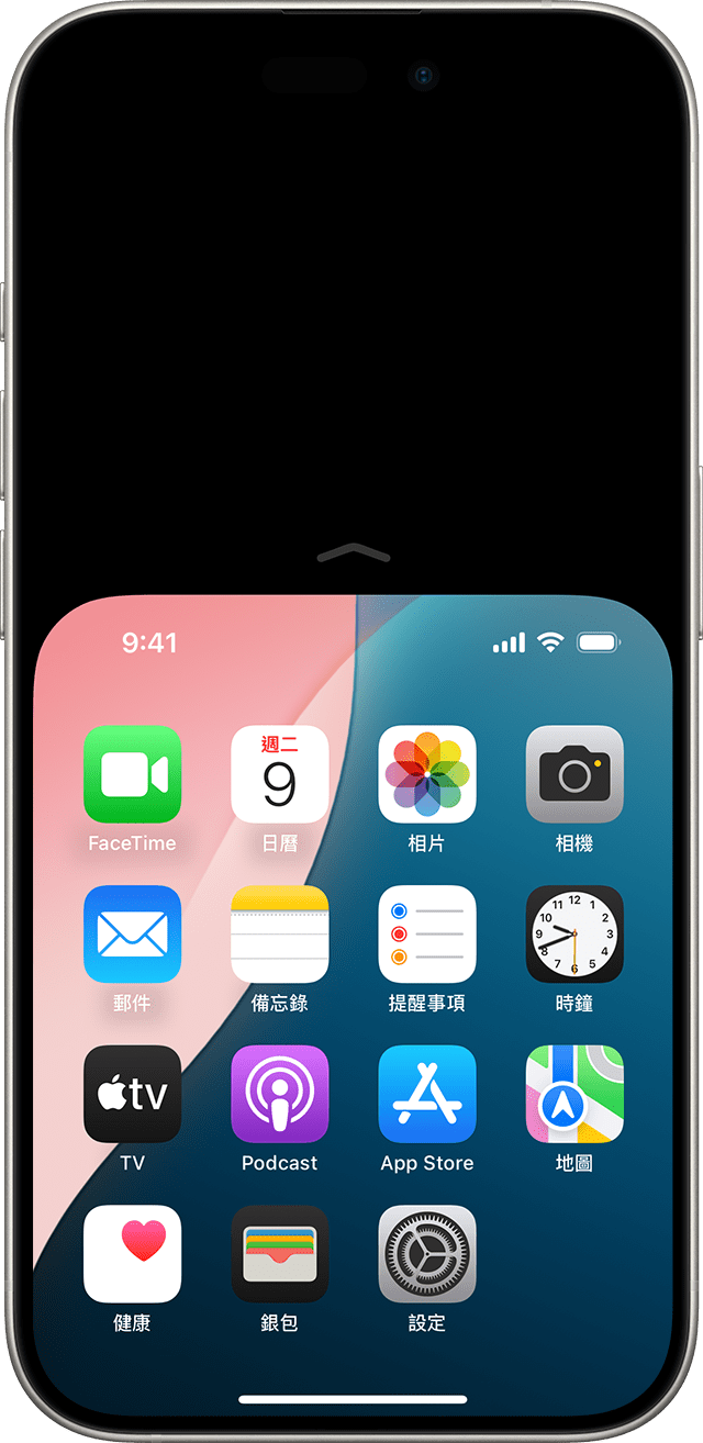 畫面顯示 iPhone 正使用「單手模式」功能