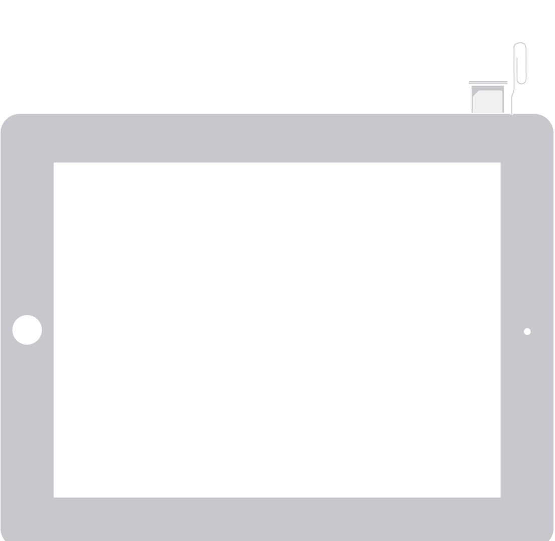 Image of iPad with SIM tray on the left side, near the top