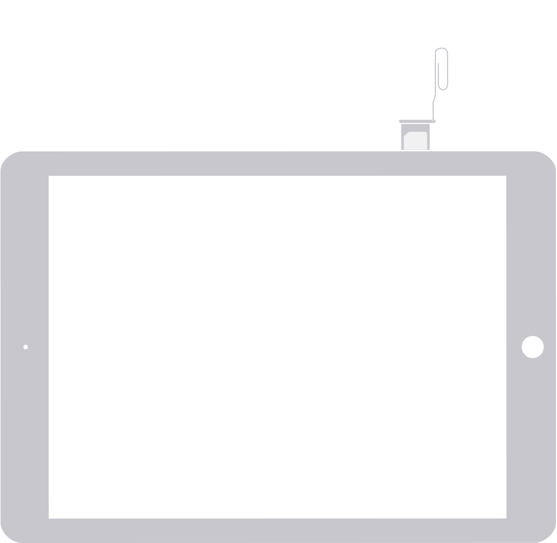 Image of iPad with SIM tray near the bottom right-hand corner