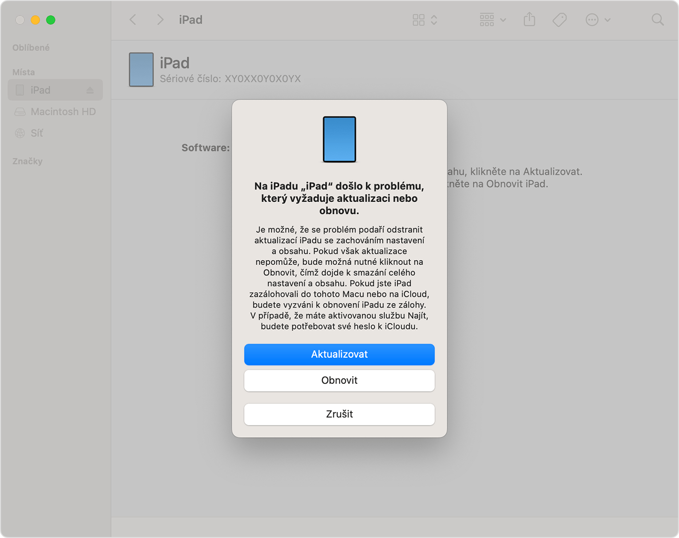 macos-ventura-finder-ipad-režim-zotavení-obnovení
