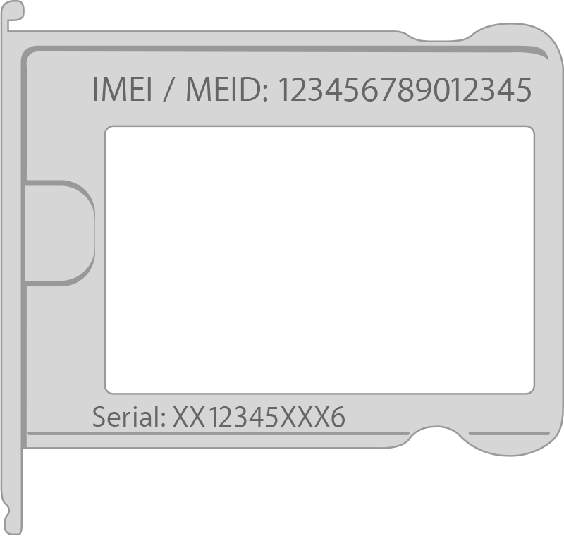 在 iPhone 3 或 iPhone 4 型號的 SIM 卡托盤上可以找到序號和 IMEI/MEID