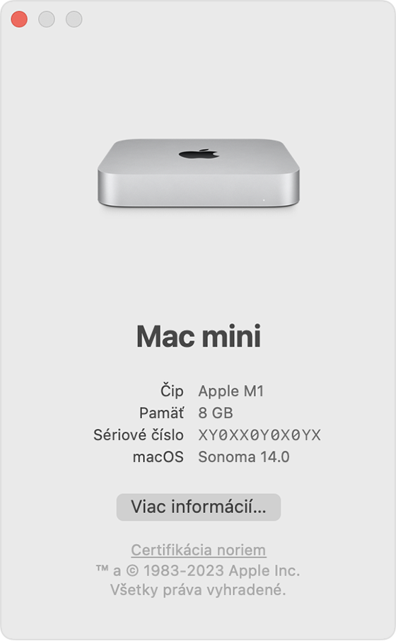 Okno O tomto počítači Mac