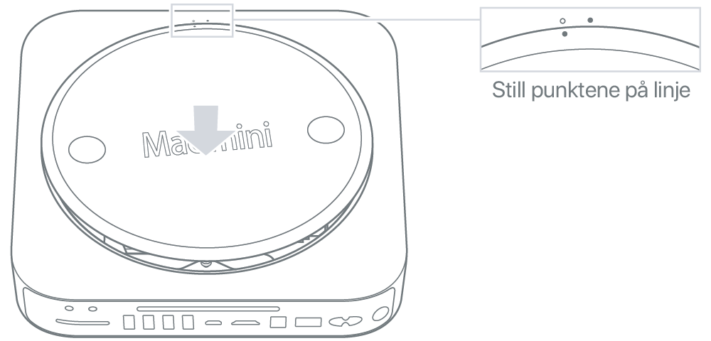 Onderzijde van Mac mini met het deksel in de niet-vergrendelde positie