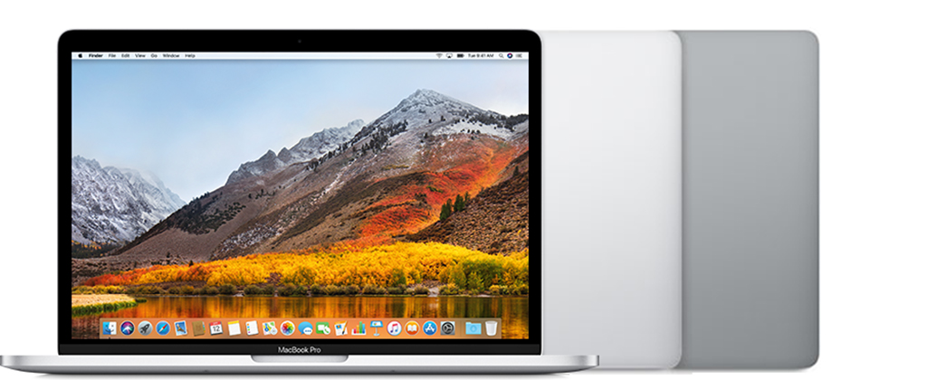 MacBook Pro (13-inch, 2017, Four Thunderbolt 3 ports) in Silver and Space Gray.