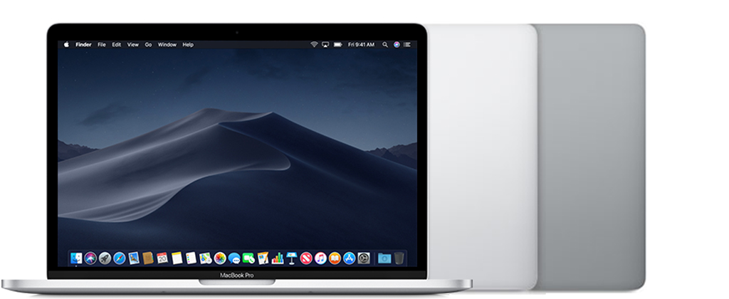 MacBook Pro ‏(13 بوصة، 2019، منفذا ثندربولت 3) باللون الفضي والرمادي الفلكي.