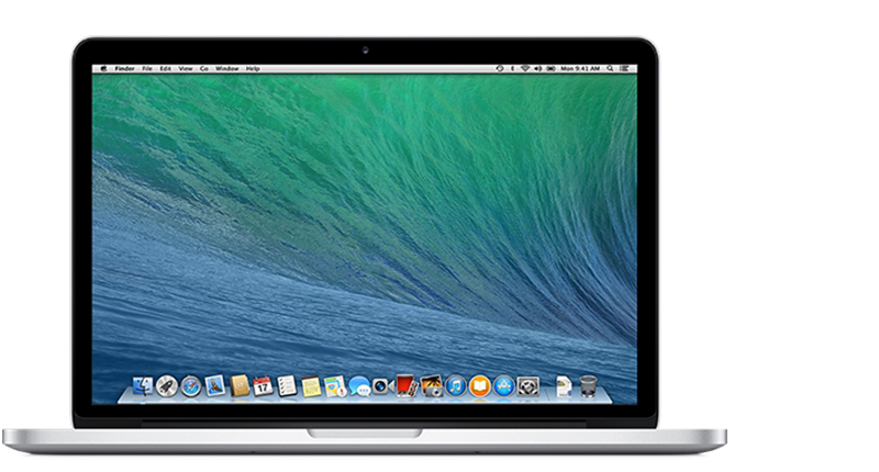 Vorderseite des MacBook Pro (Retina, 13″, Mitte 2014).