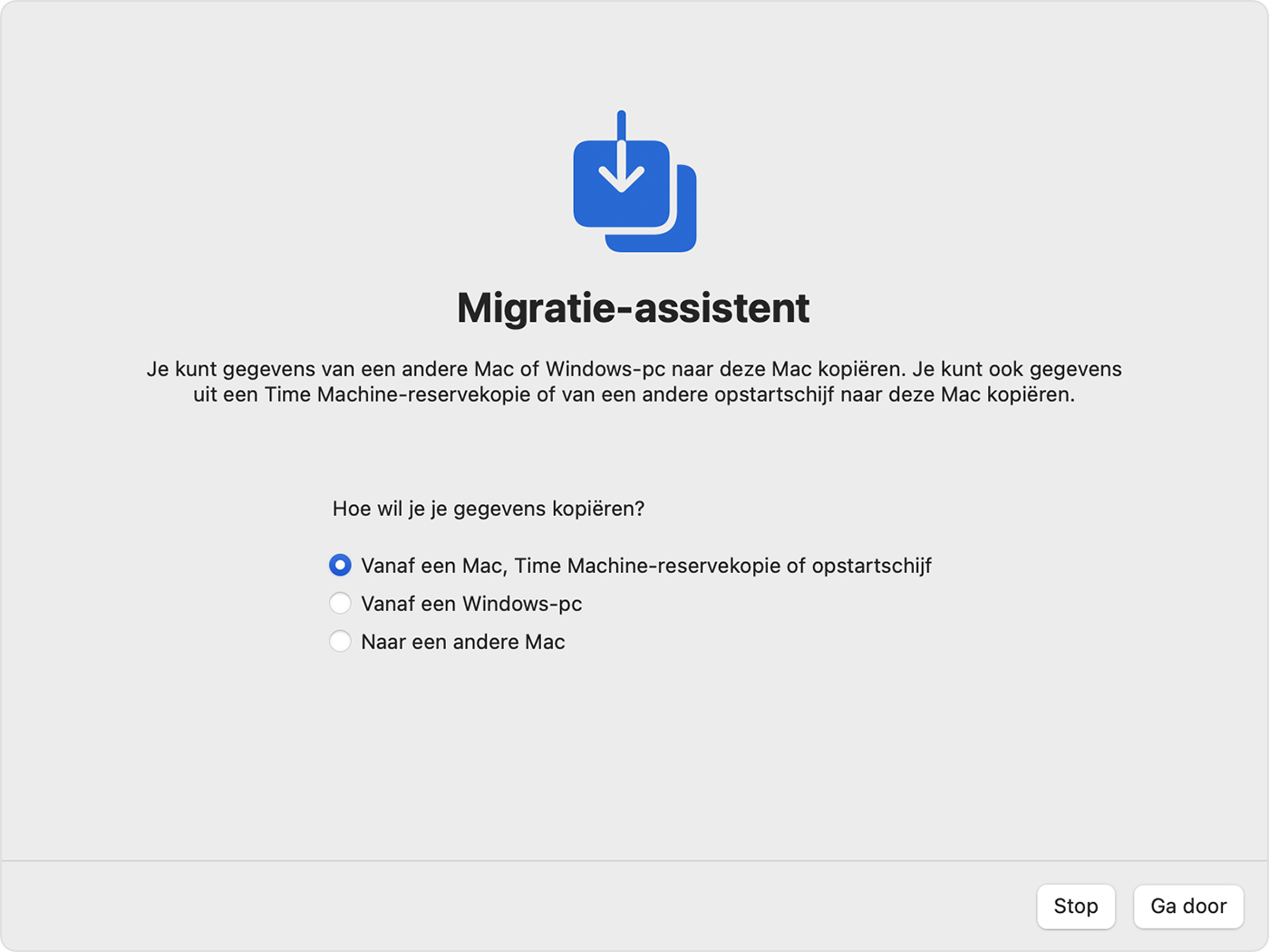 Migratie-assistent: Hoe wil je je gegevens kopiëren?