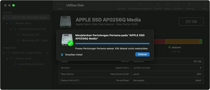 Pertolongan Pertama Disk: proses selesai