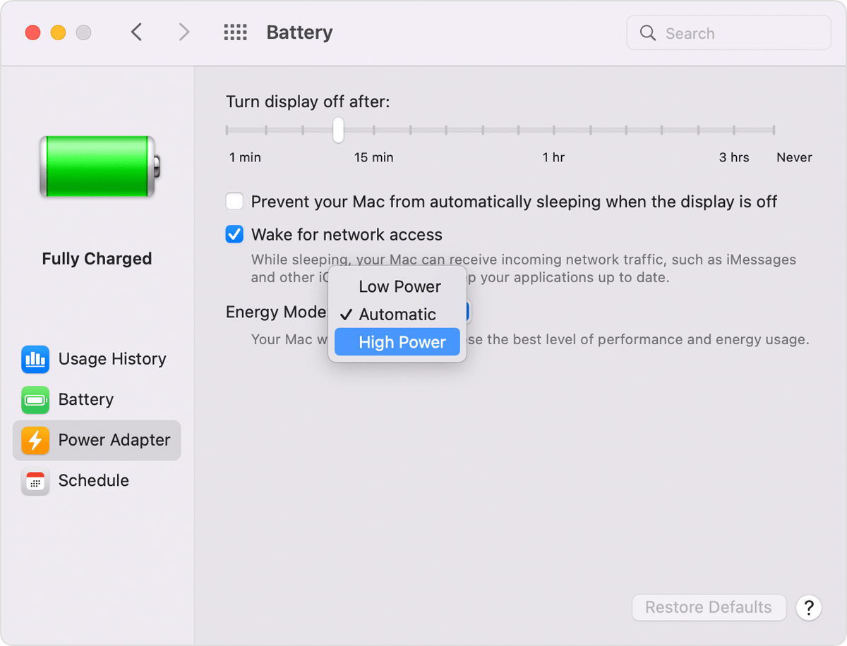 macos-ventura-system-settings-battery-energy-mode-on-battery-high-power