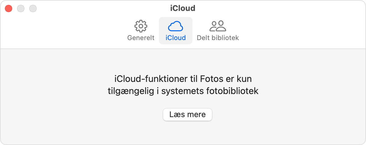 Appen Fotos, der viser fanen iCloud