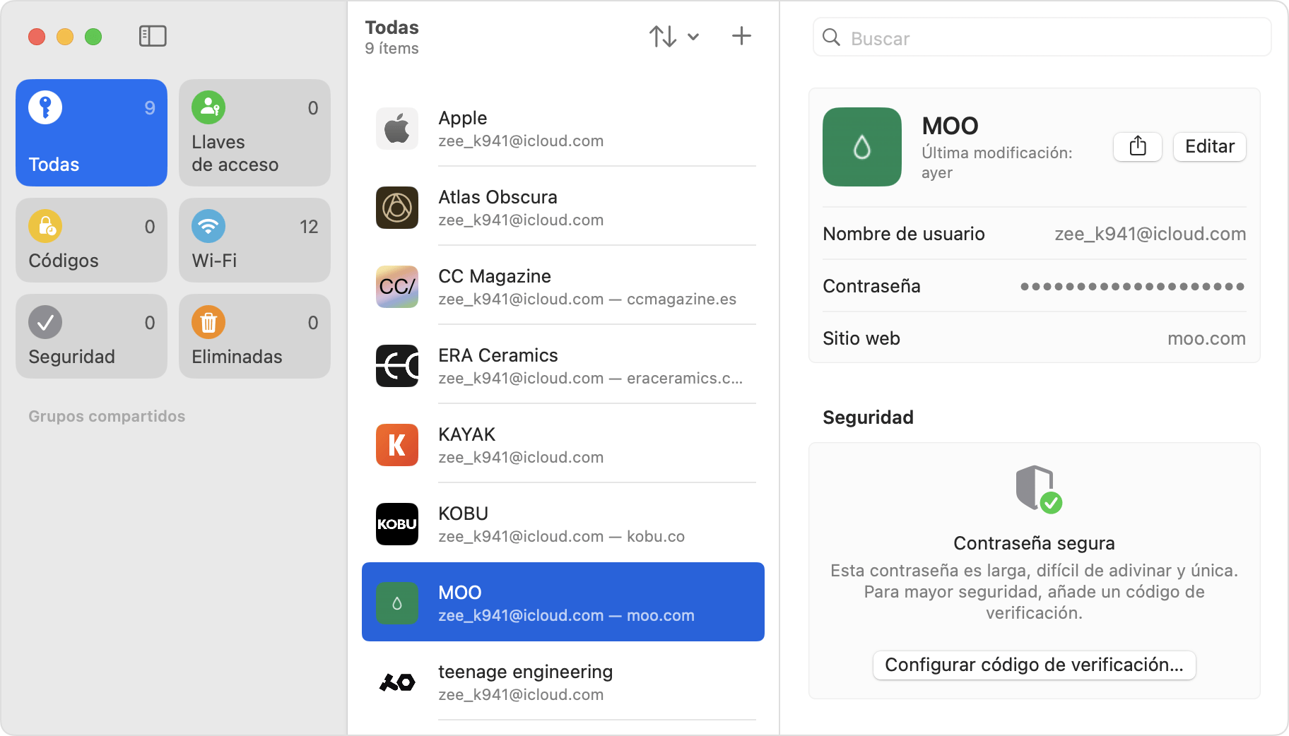 Encuentra tus contraseñas y llaves de acceso guardadas en la app Contraseñas en el Mac.