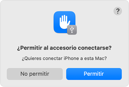 Mensaje del accesorio para permitir o no permitir que el accesorio se conecte.