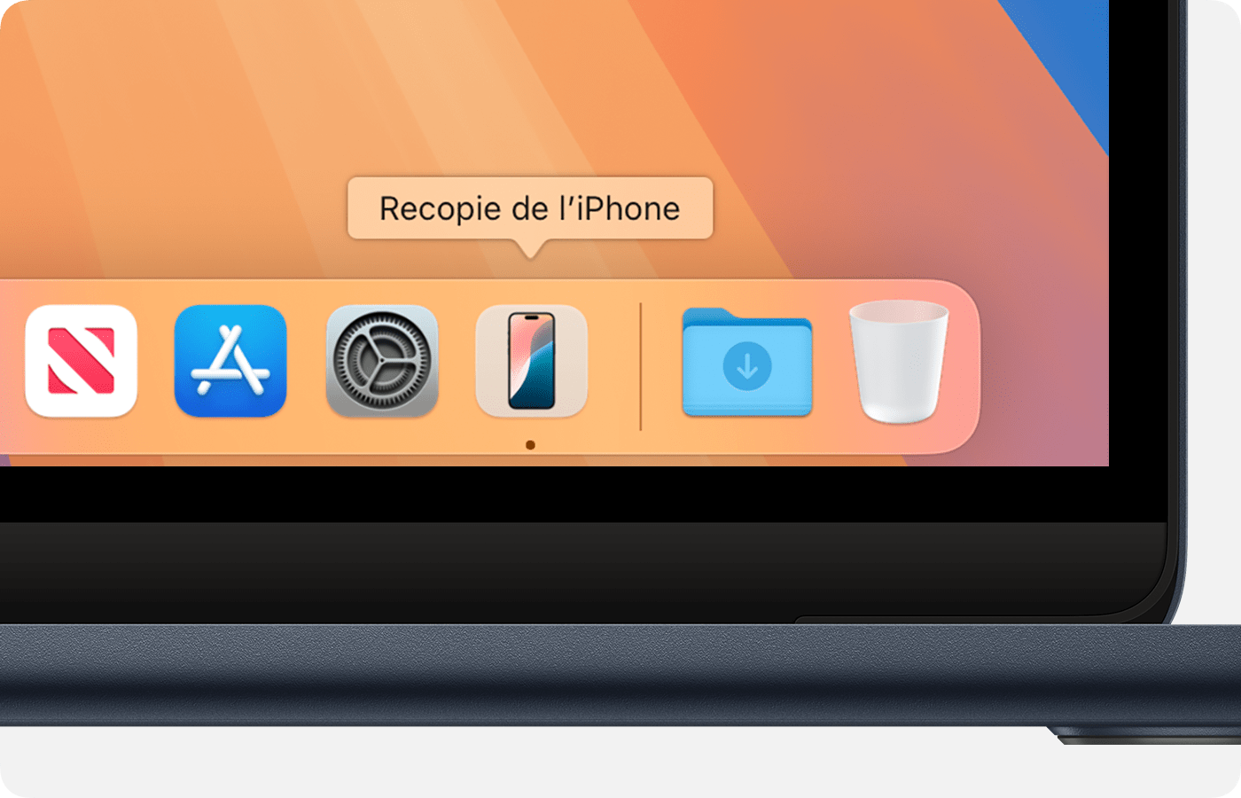 App Recopie de l’iPhone dans le Dock