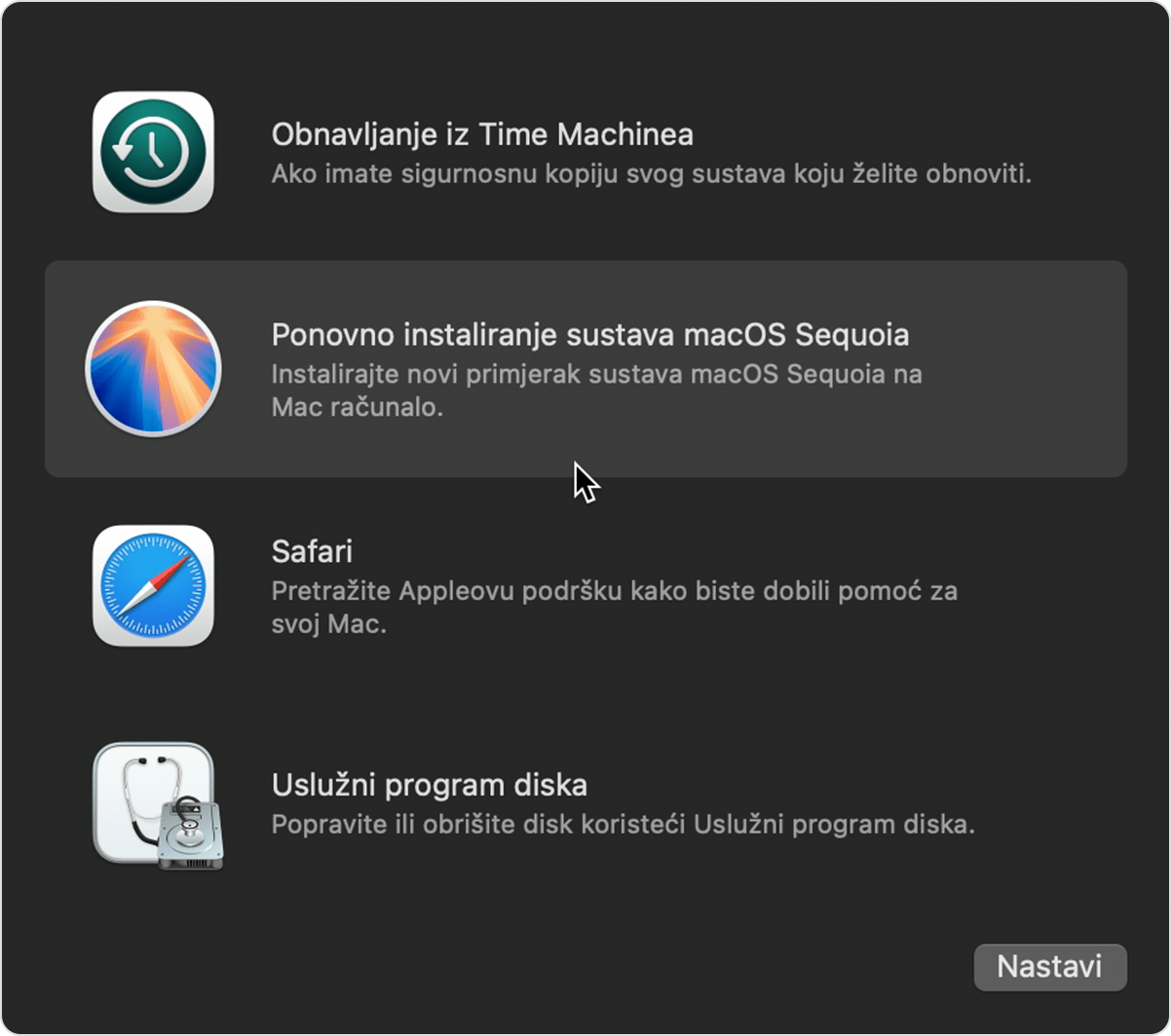 Prozor Uslužni programi za sustav macOS Sequoia