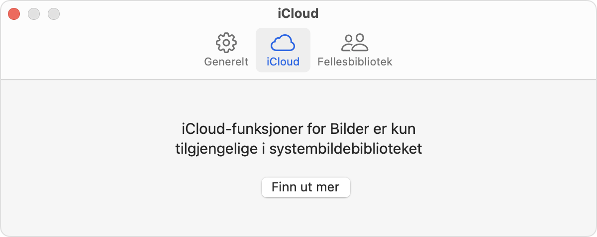 Bilder-programmet med iCloud-fanen synlig