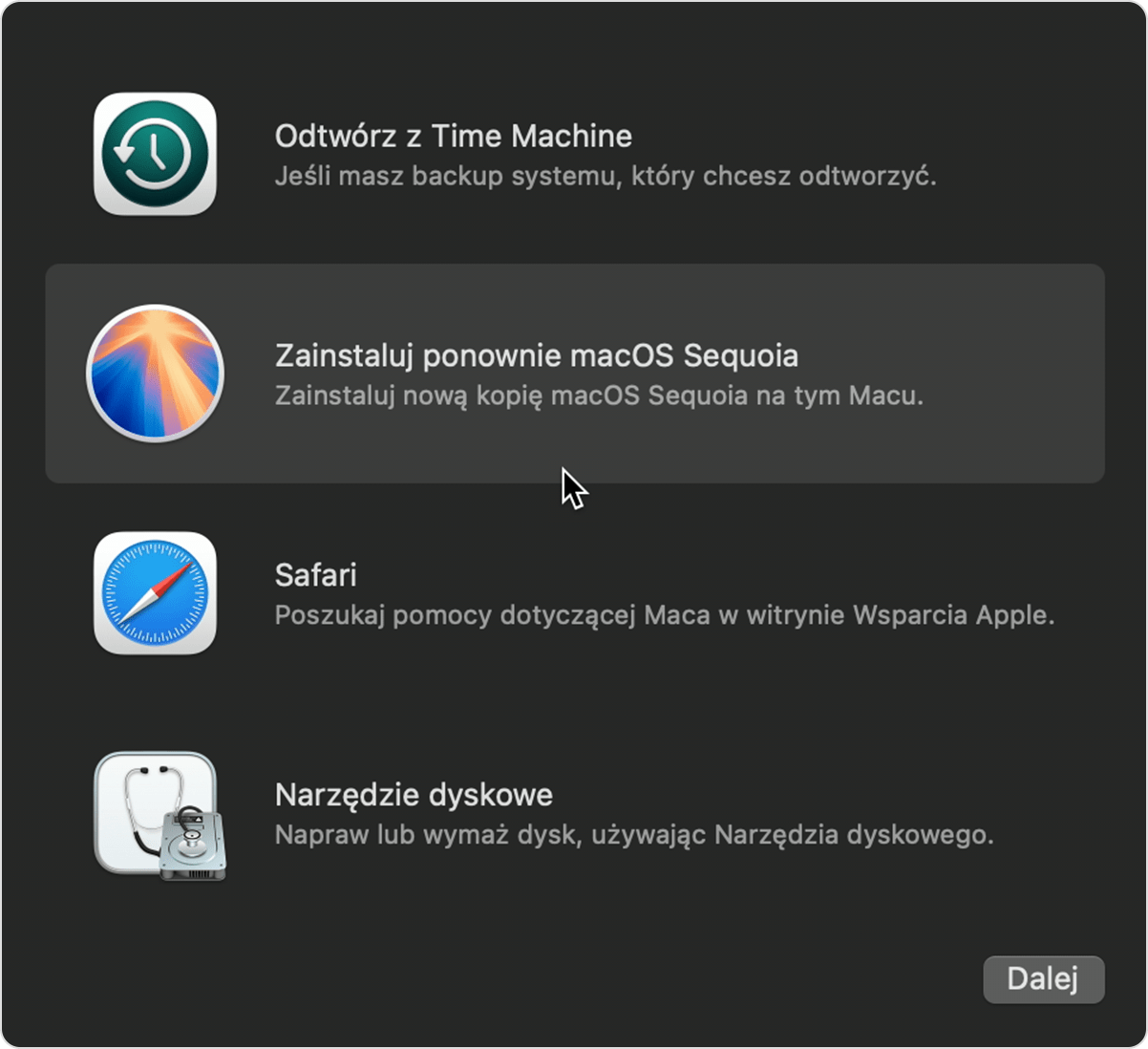 Okno Narzędzia w systemie macOS Sequoia