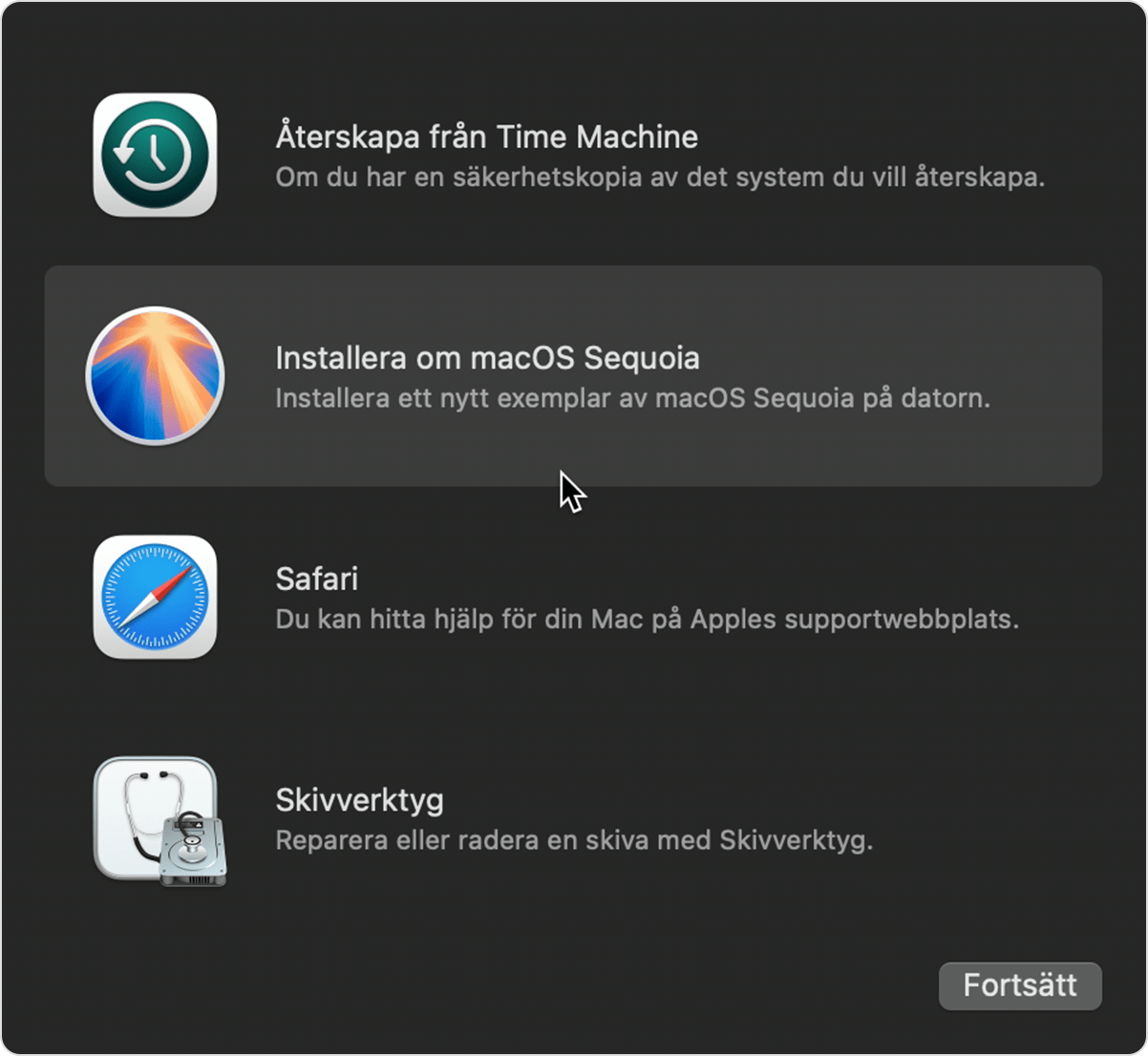 Verktygsfönstret i macOS Sequoia