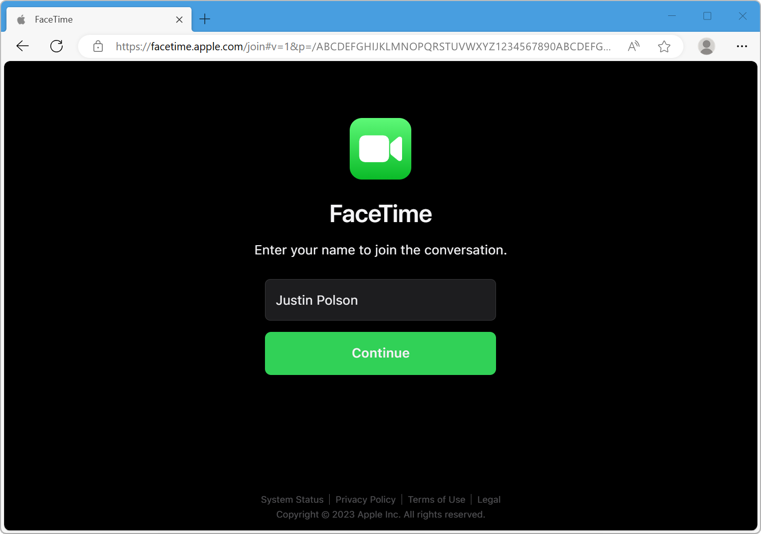 Joining a FaceTime call from a browser