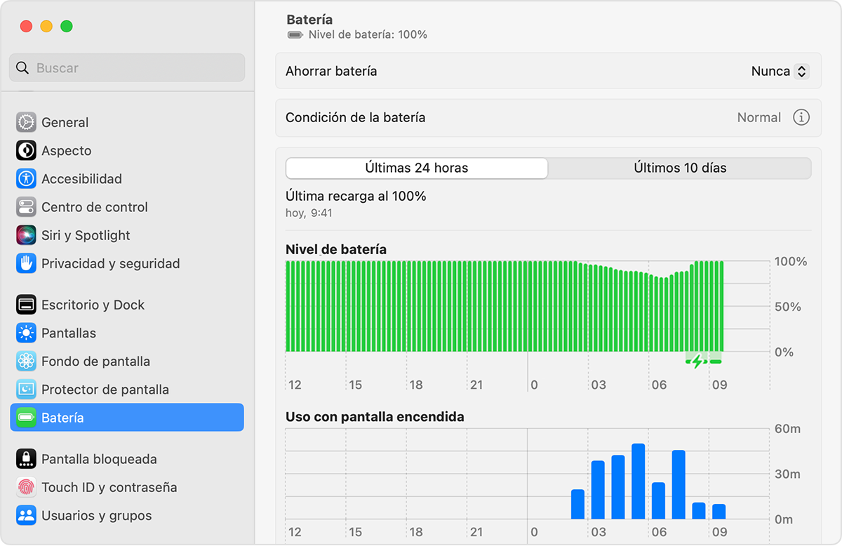 Configuración de la batería en macOS Ventura