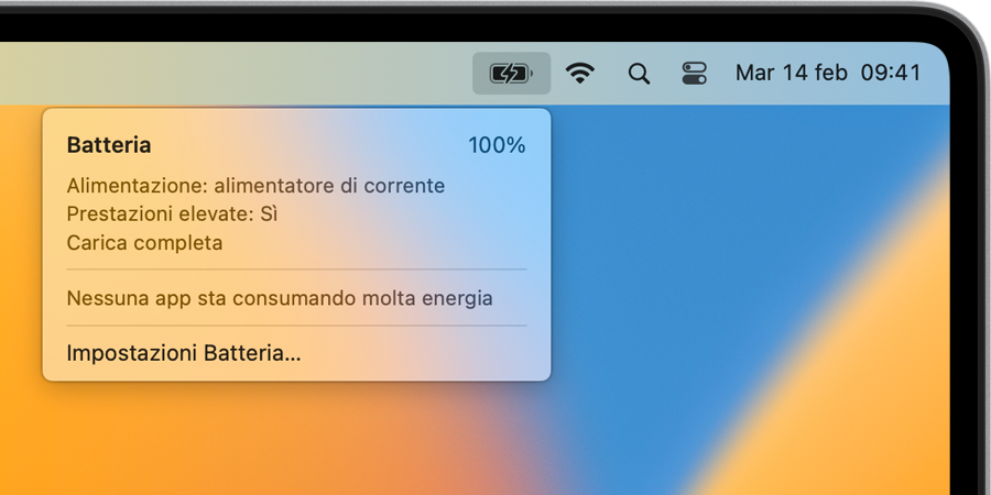 macos-ventura-barra-menu-fonte-alimentazione-batteria-alimentatore-modalità-alta-potenza-attivata