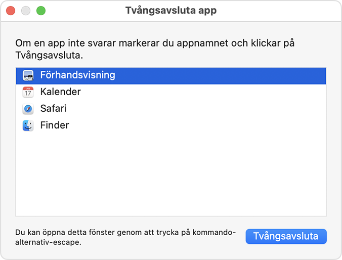 Tvinga appar att avsluta