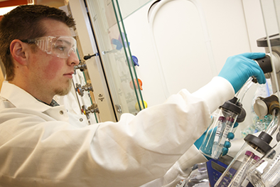 A student working in a lab