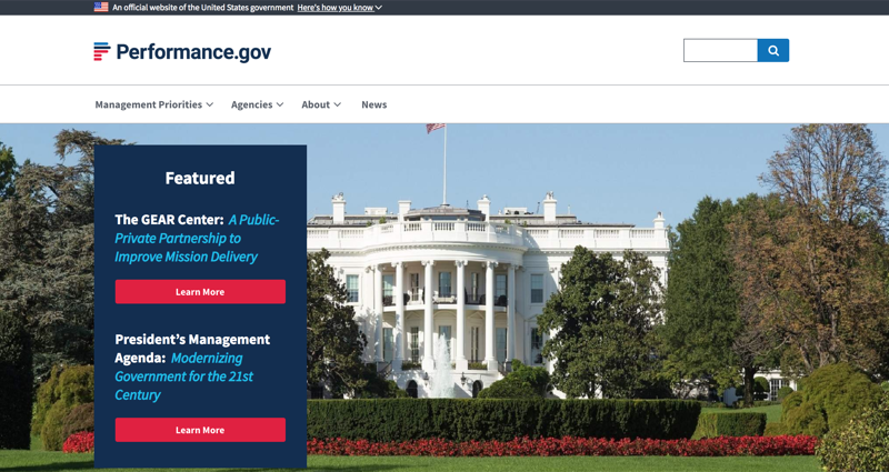 Screenshot of Performance.gov