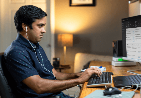 Photo of person working at computer